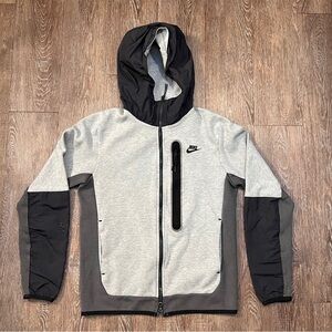 Nike Tech Fleece Full Zip Hoodie Gray Black Color Block Hooded Jacket | Size: S